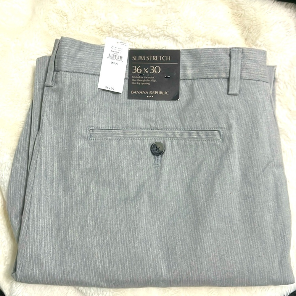 Banana Republic Mens  slim stretch Dress Pant Gray Size 36 x 30